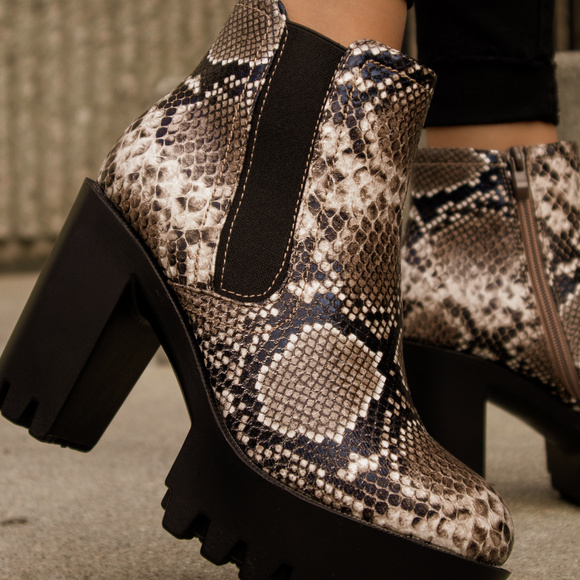 Formation - Beige Snake Lug Sole Booties - Picture 2 of 2